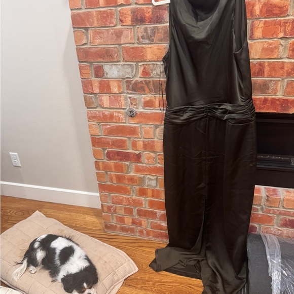 Ramy Brook Charmayne Maxi Gown; Olive-Green Evening Gown with Front Slit - Picture 8 of 15